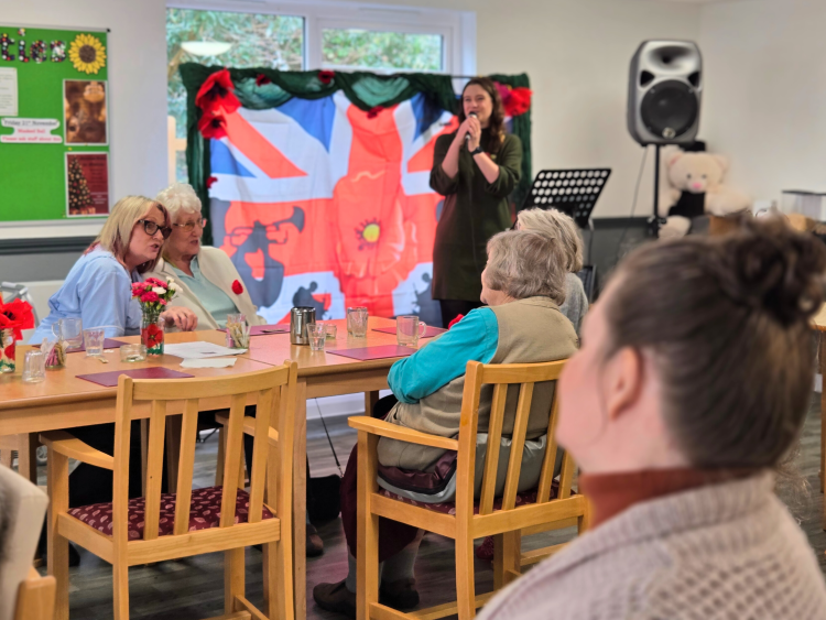 RESIDENTS AT THE GOULDINGS COMMEMORATE REMEMBRANCE DAY WITH MUSIC AND MEMORIES