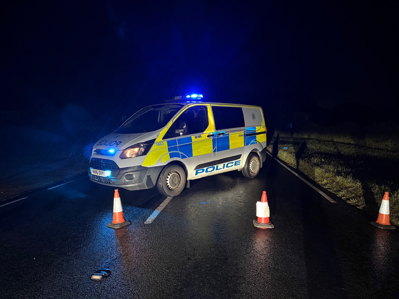 TREE FALLS ACROSS BUSY MAIN ROAD AT DOWNEND