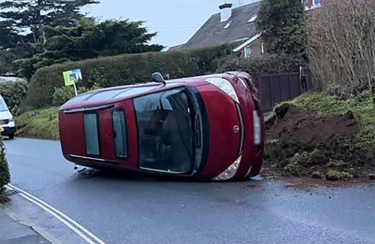 DRIVER FLEES SCENE AFTER ROLLING CAR ONTO SIDE IN NEWCHURCH