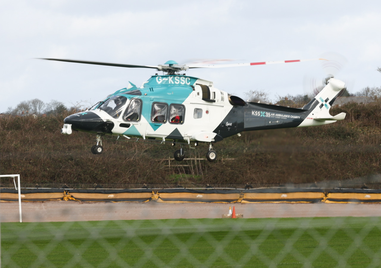 KENT AIR AMBULANCE SCRAMBLED TO AIRLIFT PATIENT FROM RYDE SPORTS STADIUM