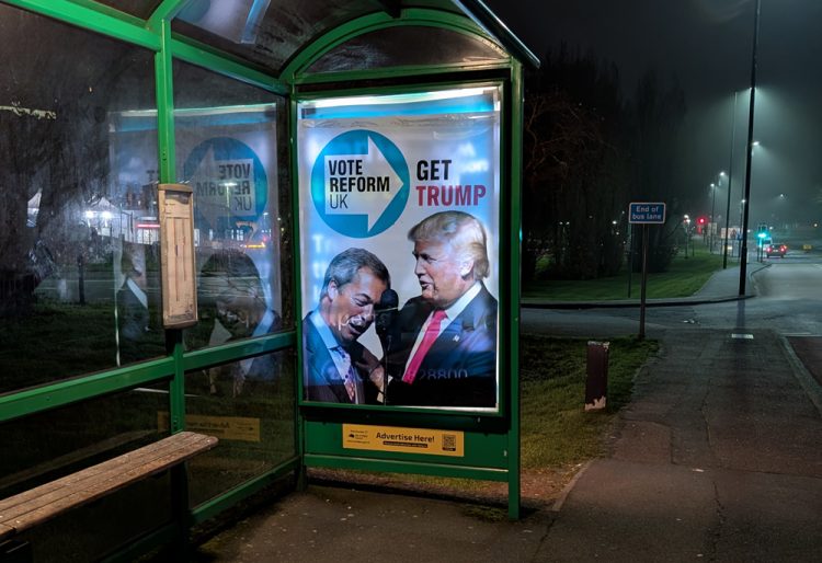 GREENPEACE SUPPORTERS HIJACK BUS SHELTER ADS BEFORE FARAGE RALLY