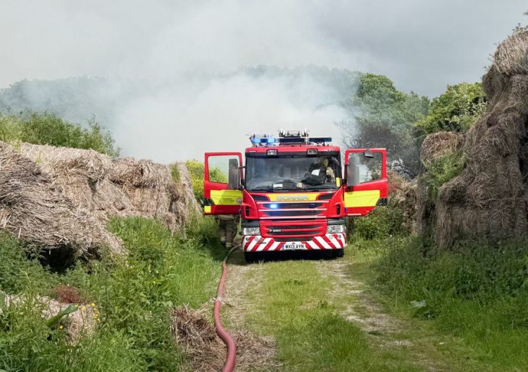HAY FIRE SENDS PLUMES OF SMOKE INTO WEST WIGHT SKY