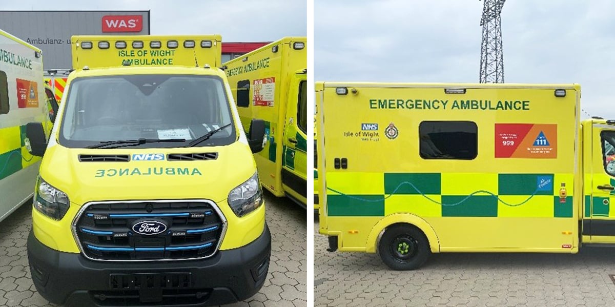 FIRST LOOK AT ISLE OF WIGHT’S NEW ELECTRIC FORD TRANSIT AMBULANCES