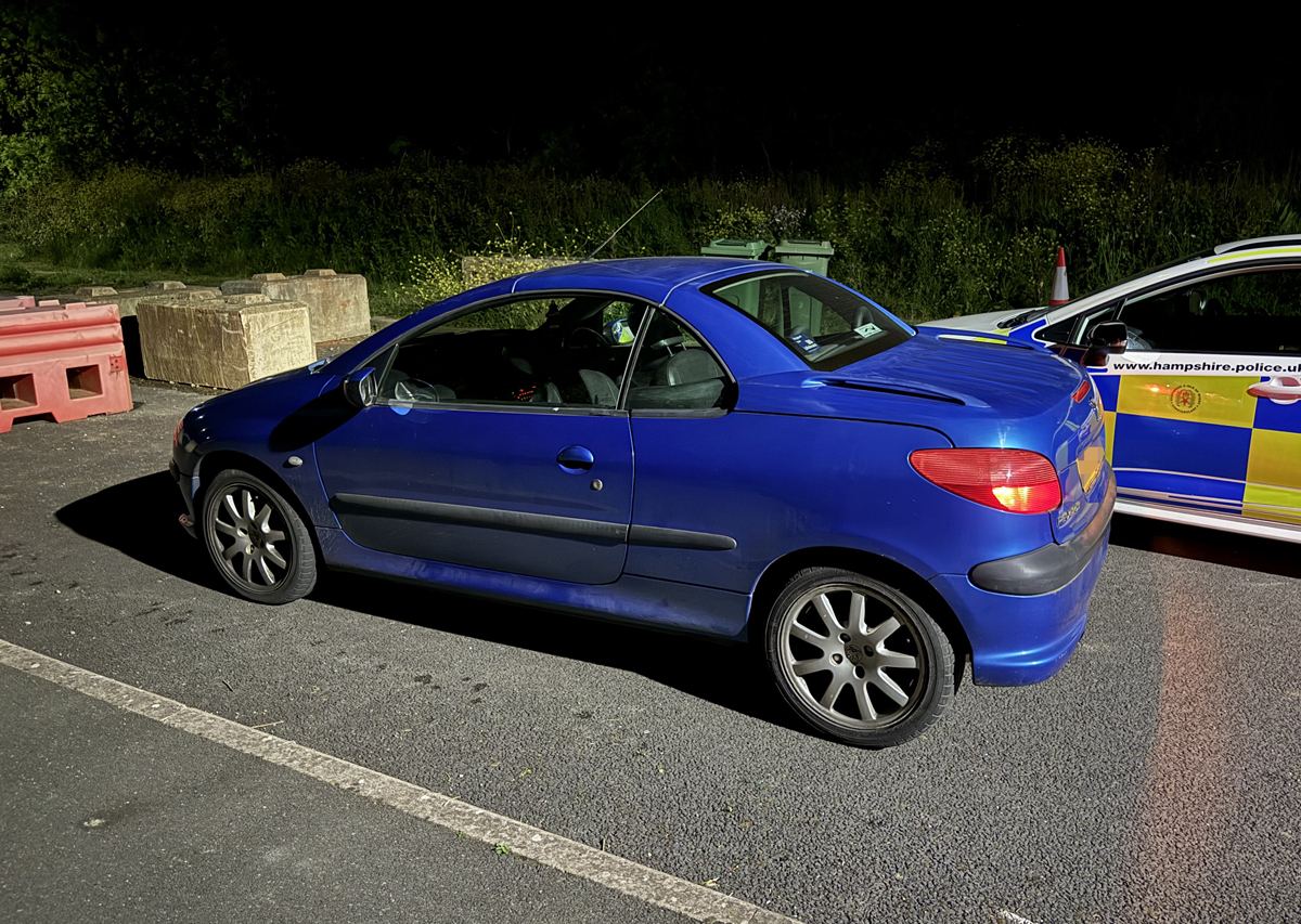 GAME UP FOR DRIVER AFTER EAST COWES POLICE PURSUIT ENDS AT CONCRETE BOLLARDS