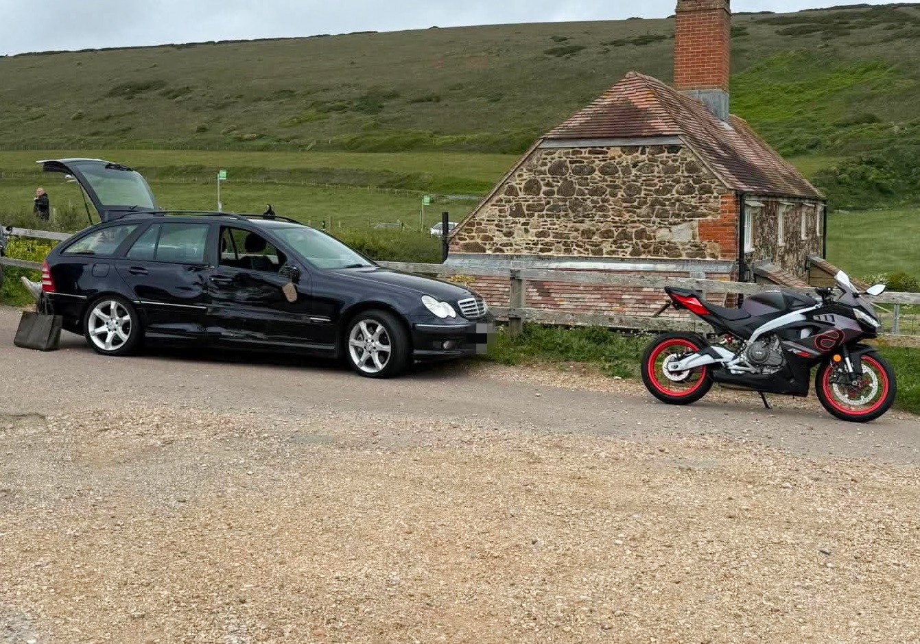 MILITARY ROAD CRASH BETWEEN CAR AND MOTORCYCLE SEES AIR AMBULANCE RESPOND