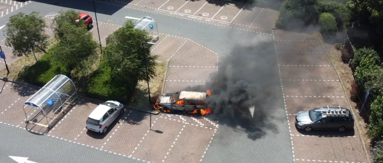 TESCO CAR FIRE SENDS BLACK SMOKE THROUGH FRESHWATER