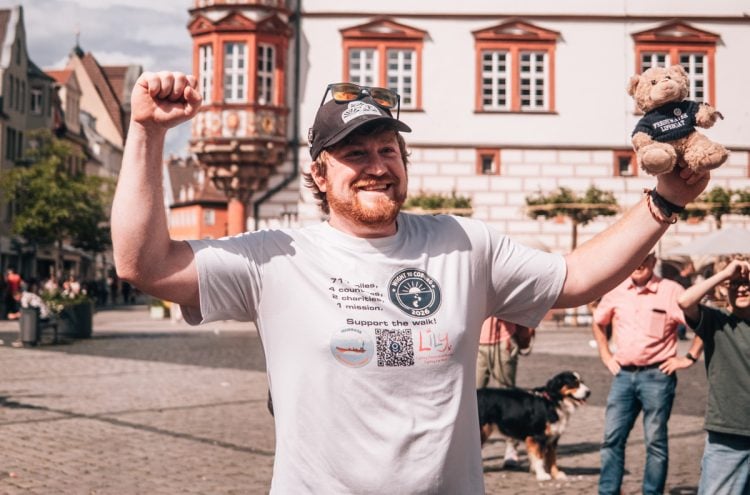 FRESHWATER MAN COMPLETES 711-MILE WALK TO GERMANY RAISING MORE THAN £8,000 FOR CHARITY