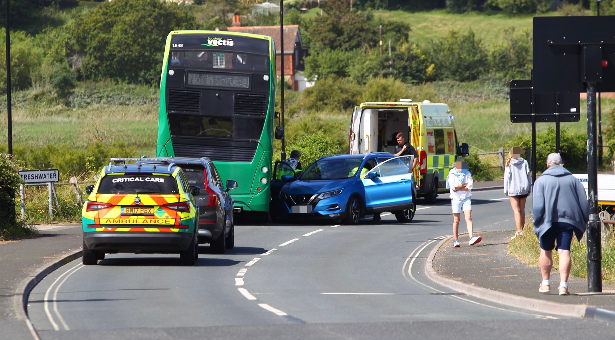 CAR PLOWS INTO BUS FORCING CLOSURE OF YARMOUTH BRIDGE