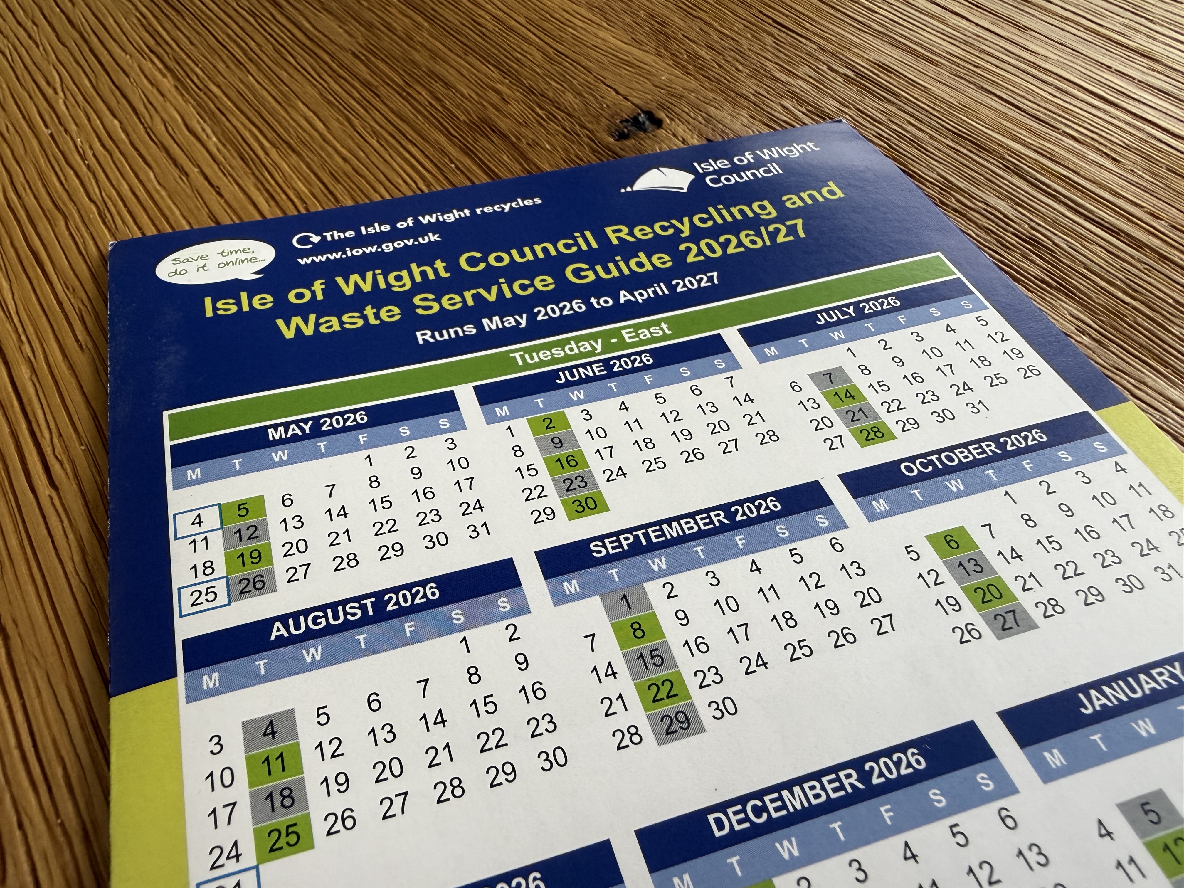 BIN CALENDARS NOW BEING HAND-DELIVERED AS ISLE OF WIGHT RESIDENTS CONTINUE TO WAIT