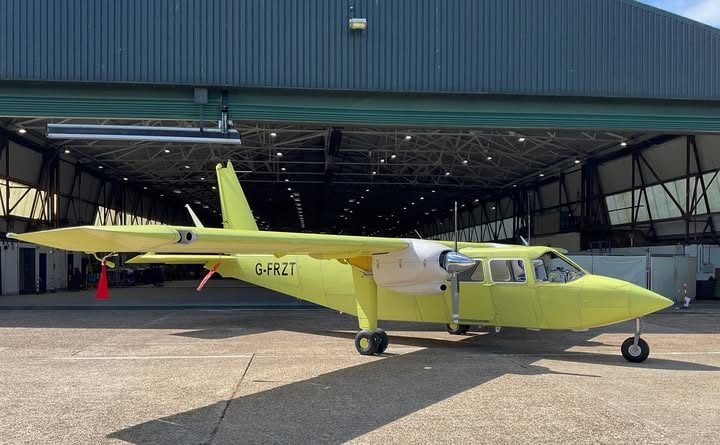 FIRST UK-BUILT ISLANDER PLANE IN ALMOST 60 YEARS ROLLS OUT AT BEMBRIDGE