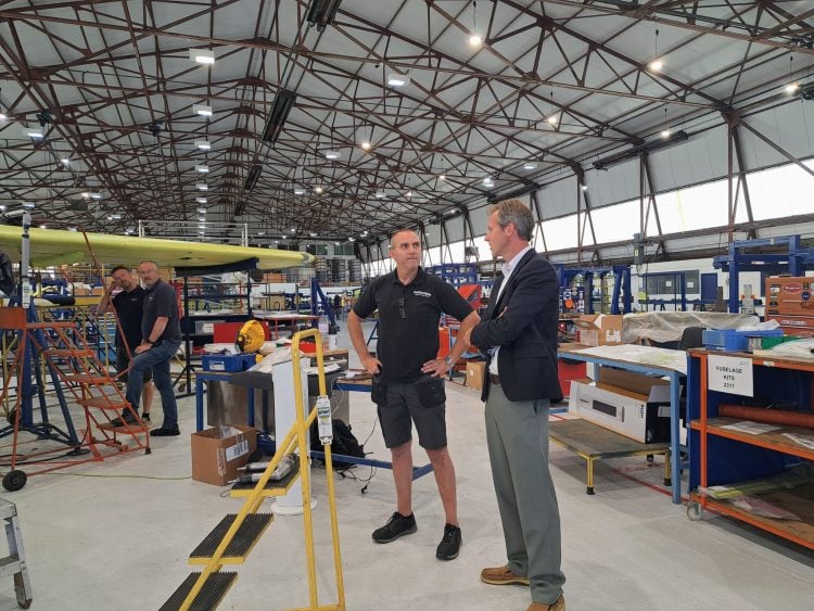SHADOW BUSINESS SECRETARY VISITS BRITTEN-NORMAN IN BEMBRIDGE