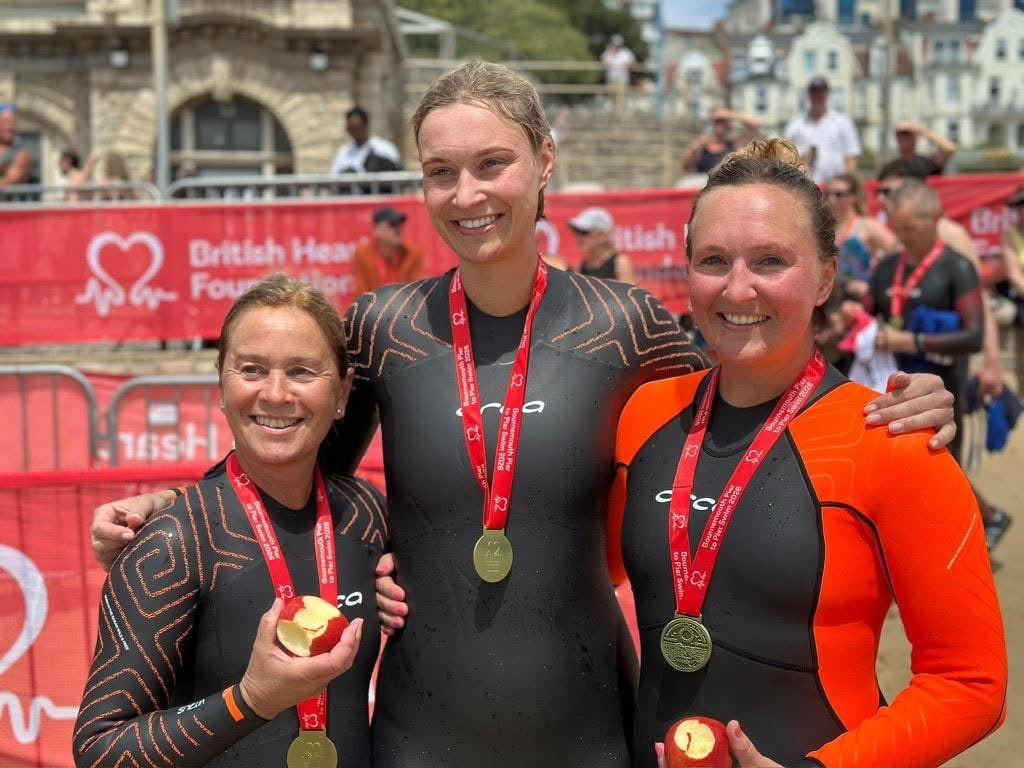 TRIATHLETE RAISES MORE THAN £1,300 FOR BRITISH HEART FOUNDATION IN PIER-TO-PIER SWIM