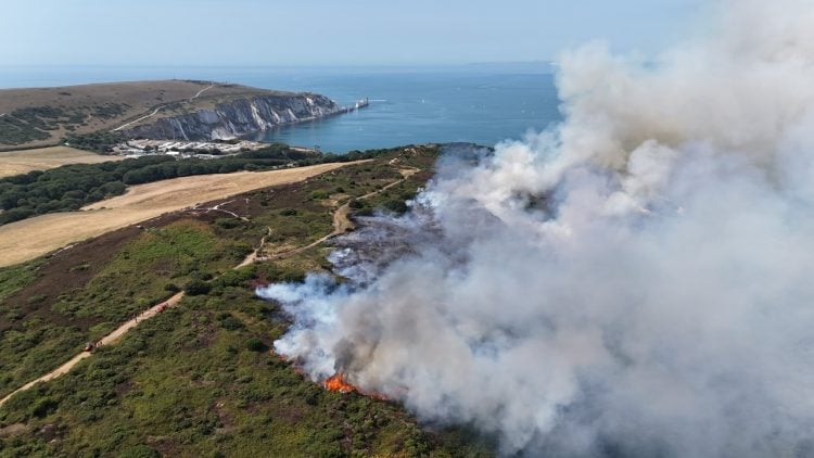 MAJOR HEATHLAND FIRE RAGES AT WEST WIGHT’S HEADON WARREN