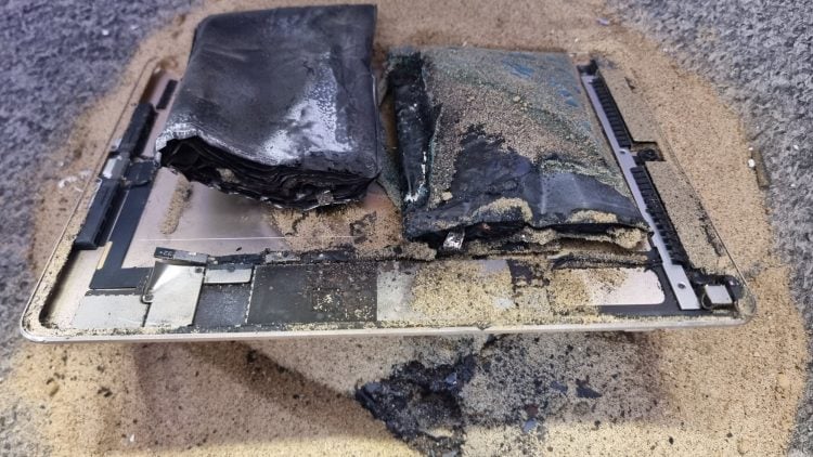 SAFETY WARNING AFTER SWOLLEN IPAD BURSTS INTO FLAMES AT RYDE REPAIR SHOP