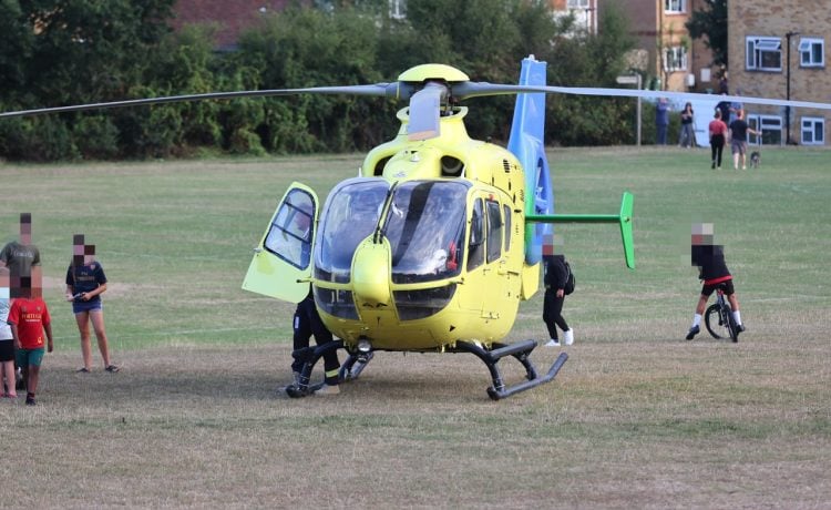 AIR AMBULANCE TOUCHES DOWN IN PAN EMERGENCY