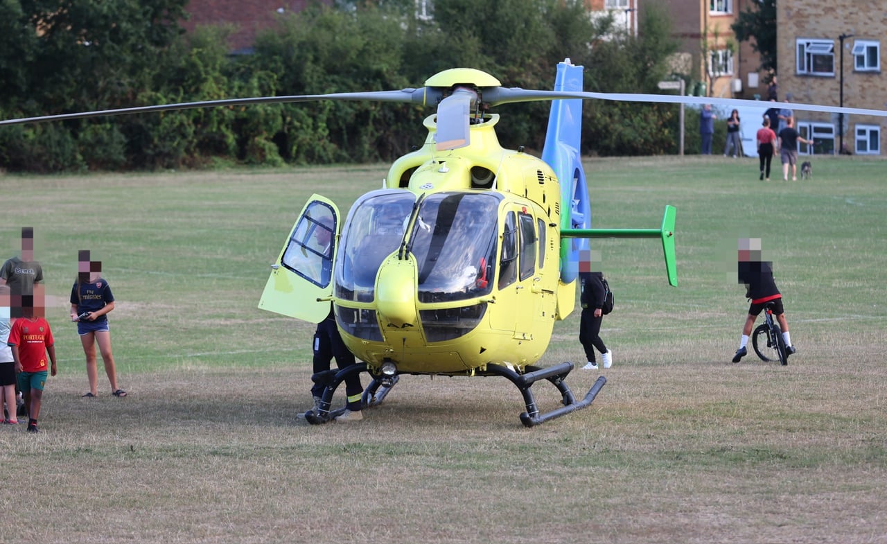 AIR AMBULANCE TOUCHES DOWN IN PAN EMERGENCY