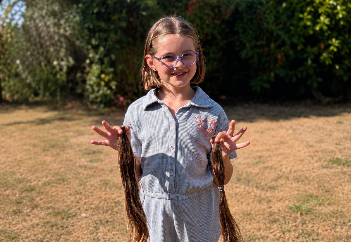 9-YEAR-OLD GIRL DONATES 16 INCHES OF HAIR TO HELP CHILDREN WITH CANCER