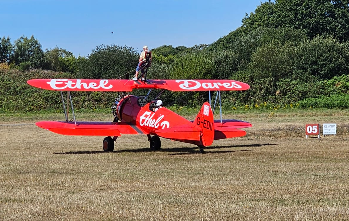 FORMER RYDE TEACHER DENISE TAKES TO THE SKIES FOR 70TH BIRTHDAY WING WALK