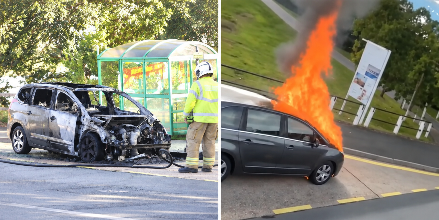 CAR FIRE HITS RUSH-HOUR TRAFFIC ON MAIN ROAD THROUGH WOOTTON