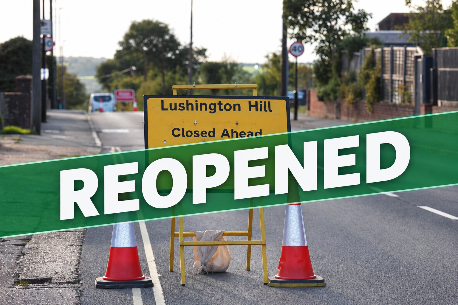 LUSHINGTON HILL REOPENS AFTER BURST MAIN BUT FURTHER WORKS STILL TO COME