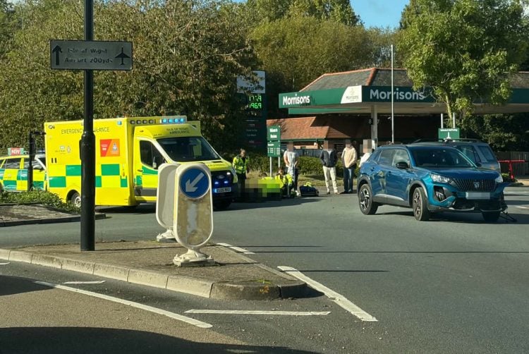 MOTORCYCLE CRASH AT BUSY MORRISONS ROUNDABOUT CAUSES TRAFFIC DELAYS